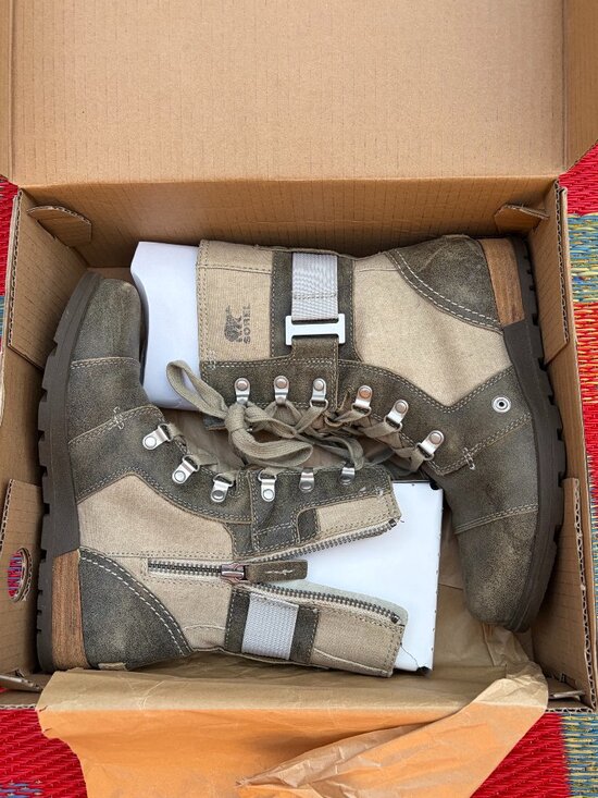 Sorel Shoes - Sorel Major Carly Boots Fossil Verdant Combat Military Lace-Up | Women's Size 7